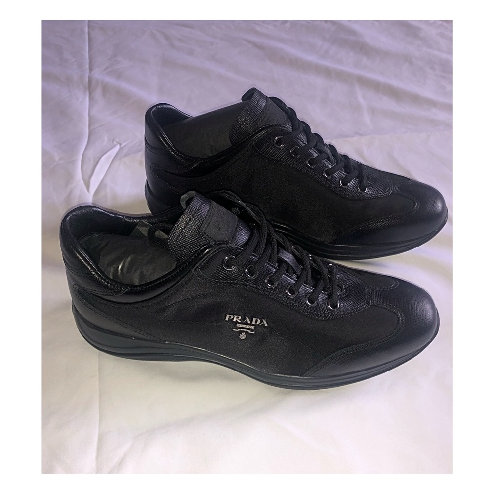 Prada Black Leather Sneakers